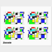 Random Squares Homage to Mondrian Rechthoekige Sticker (Vel)