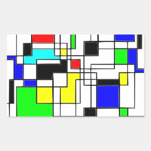Random Squares Homage to Mondrian Rechthoekige Sticker