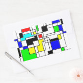 Random Squares Homage to Mondrian Rechthoekige Sticker (Envelop)