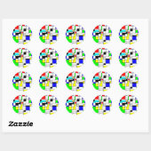 Random Squares Homage to Mondrian Ronde Sticker (Vel)