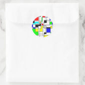 Random Squares Homage to Mondrian Ronde Sticker (Tas)