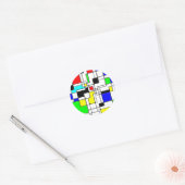 Random Squares Homage to Mondrian Ronde Sticker (Envelop)