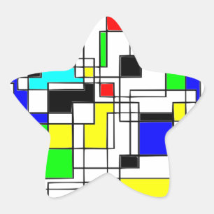 Random Squares Homage to Mondrian Ster Sticker