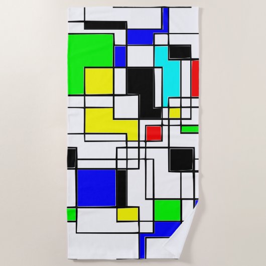 Random Squares Homage to Mondrian Strandlaken (Voorkant)
