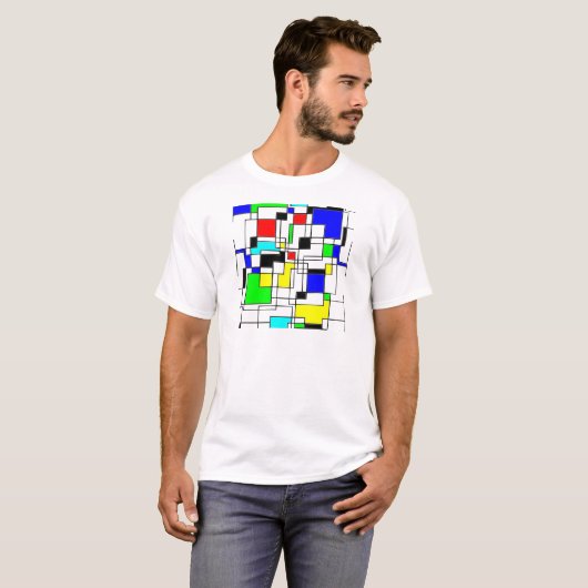 Random Squares Homage to Mondrian T-shirt (Voorkant volledig)