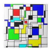 Random Squares Homage to Mondrian Tegeltje (Voorkant)