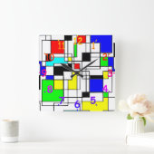 Random Squares Homage to Mondrian Vierkante Klok (Huis)