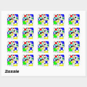 Random Squares Homage to Mondrian Vierkante Sticker (Vel)