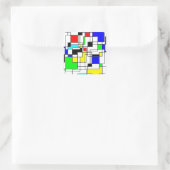 Random Squares Homage to Mondrian Vierkante Sticker (Tas)
