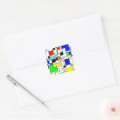 Random Squares Homage to Mondrian Vierkante Sticker (Envelop)