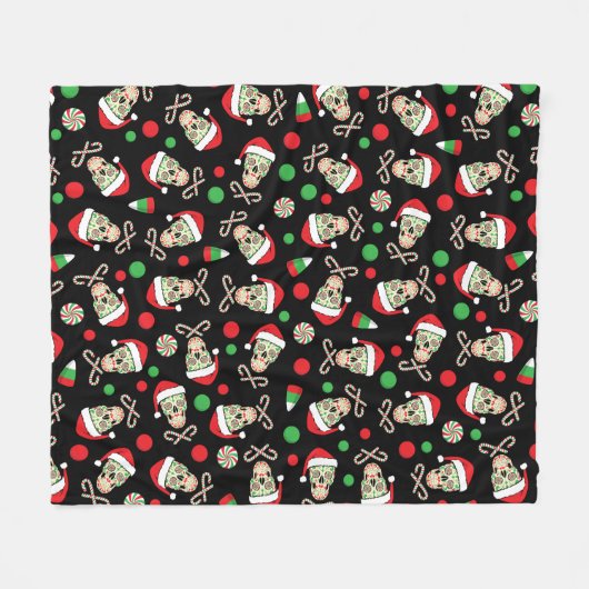 Random Sugar Skull Santa Fleece Blanket (Voorkant (Horizontaal))