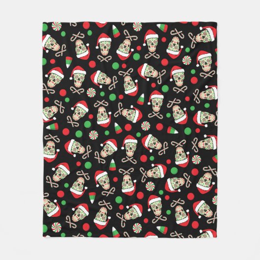 Random Sugar Skull Santa Fleece Blanket Deken (Voorkant)