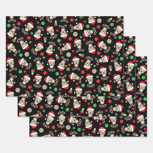 Random Sugar Skull Santa Inpakpapier Vel (Set)
