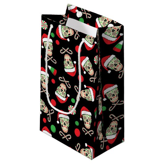 Random Sugar Skull Santa Klein Cadeauzakje (Voorkant Gekanteld)