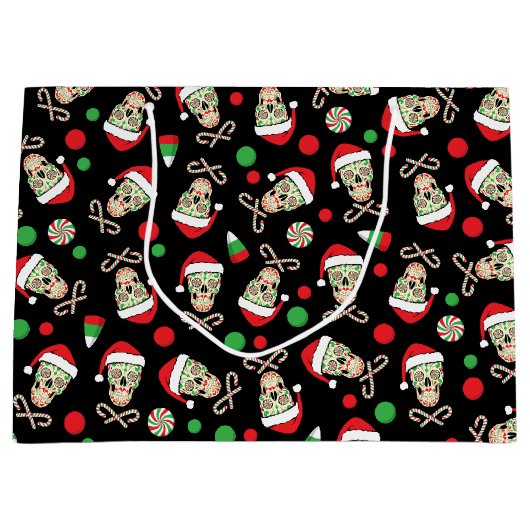 Random Sugar Skull Santa Large Cadeautasje (Voorkant)
