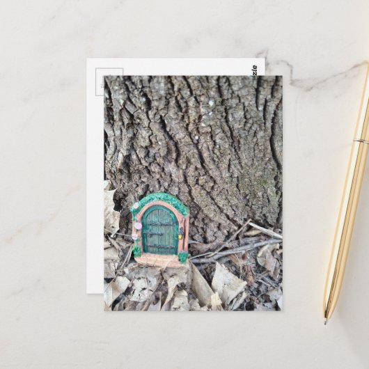 Random Things Found in the Woods Fairy Door Briefkaart (Voorkant / Achterkant in situ)