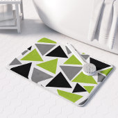 Random Triangles Lime Green Grey Black op White Badmat