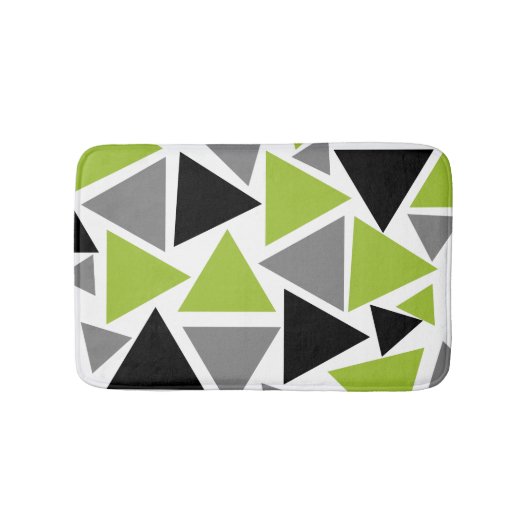 Random Triangles Lime Green Grey Black op White Badmat (Voorkant)