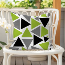 Random Triangles Lime Green Grey Black op White