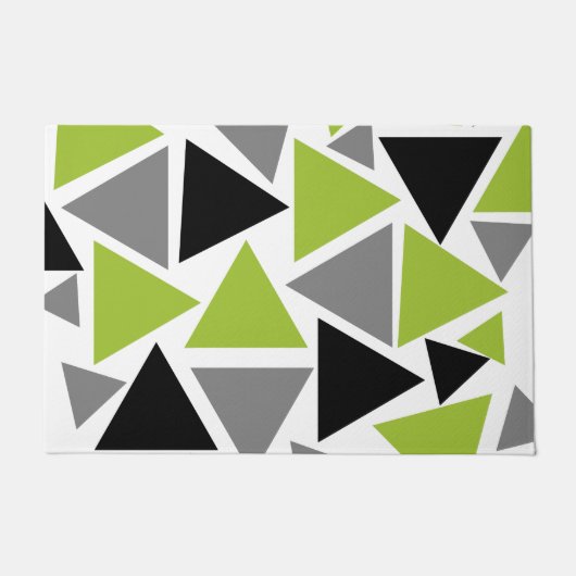 Random Triangles Lime Green Grey Black op White Deurmat (Voorkant)