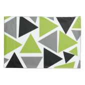 Random Triangles Lime Green Grey Black op White Kussensloop (Achterkant)