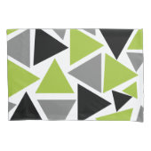 Random Triangles Lime Green Grey Black op White Kussensloop (Voorkant)