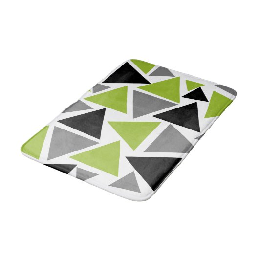 Random Triangles Lime Green Grey Black White Badmat (Gekanteld)