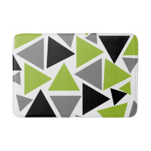 Random Triangles Lime Green Grey Black White Badmat