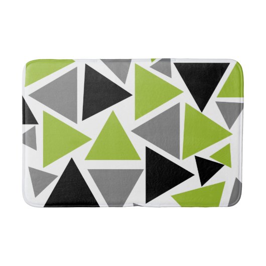 Random Triangles Lime Green Grey Black White Badmat (Voorkant)