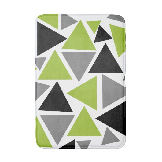 Random Triangles Lime Green Grey Black White Badmat (Voorkant Verticaal)