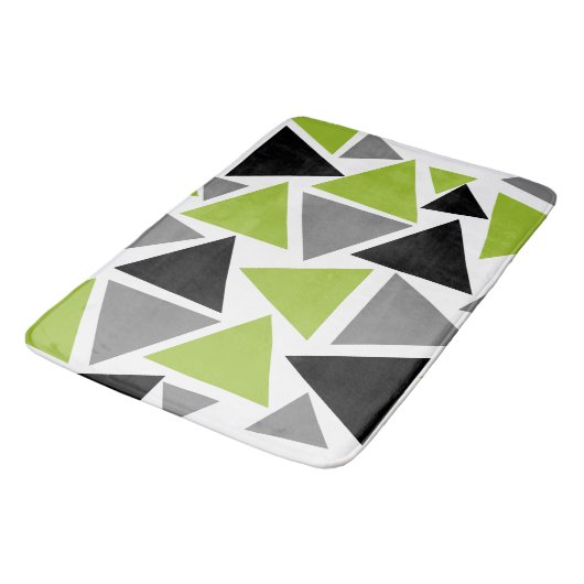 Random Triangles Lime Green Grey Black White Badmat (Gekanteld)