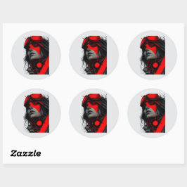 Randstedelijke Cyberpunk Dystopische Meisjes Rode Ronde Sticker
