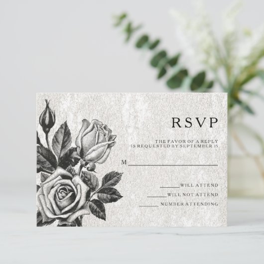 Randstedelijke Victoriaanse Rozen Zwart en Wit RSV Kaart (Staand voorkant)