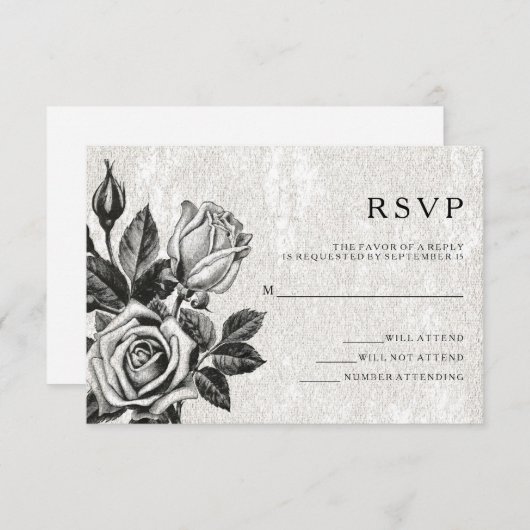 Randstedelijke Victoriaanse Rozen Zwart en Wit RSV Kaart (Voorkant / Achterkant)