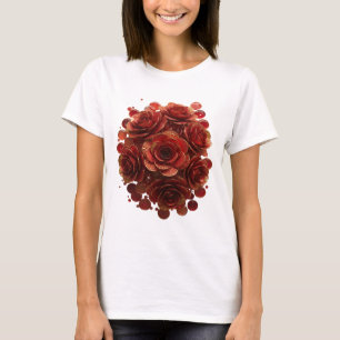 Randstedig Goud RODE ROZEN EN GLASBELLEN Design T-shirt