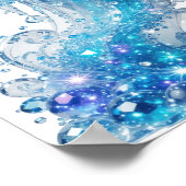 Randstedige blauwe BLUE ICE WAVE print (Hoek)