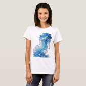 Randstedige blauwe BLUE ICE WAVE print T-shirt (Voorkant volledig)