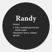 Randy Name Definition Funny D Ronde Sticker (Voorkant)