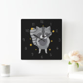 Randy The Racoon Wall Clock Vierkante Klok (Huis)