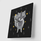 Randy The Racoon Wall Clock Vierkante Klok (Hoek)
