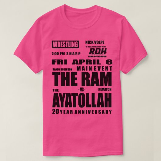 Randy the Ram VS de Ayatollah van The Wrestler T-shirt (Design voorkant)