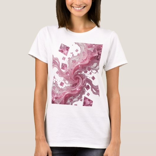 Randzilver ROZE KRISTAL SPATTEN Statement T-shirt (Voorkant)