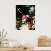 RANEMONES,BLOEMEN,ZWARTE VLINDER BLOEMEN Monogram Poster (Keuken)