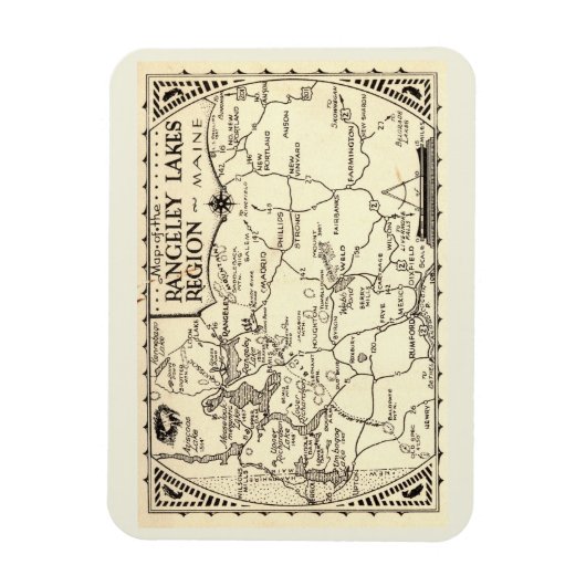 Rangeley Lakes Map, Maine  Magneet (Verticaal)
