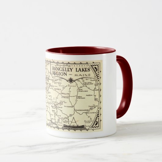 Rangeley Lakes Map, Maine Mok (Voorkant rechts)