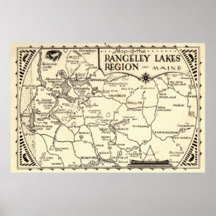 Rangeley Lakes Map Maine Poster