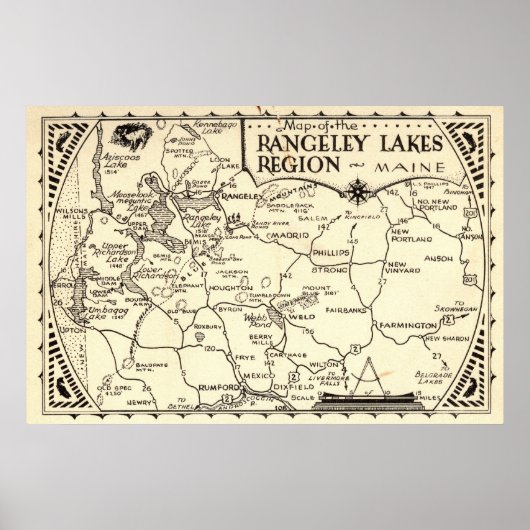 Rangeley Lakes Map Maine  Poster (Voorkant)