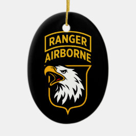 Ranger Airborne Screaming Eagles Patch Kerstorname Keramisch Ornament
