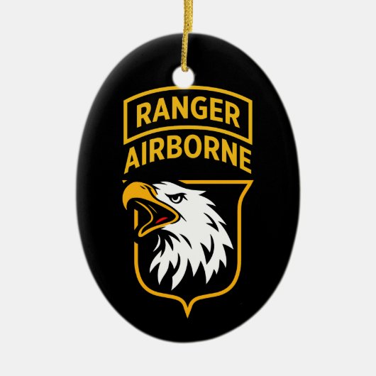 Ranger Airborne Screaming Eagles Patch Kerstorname Keramisch Ornament (Voorkant)