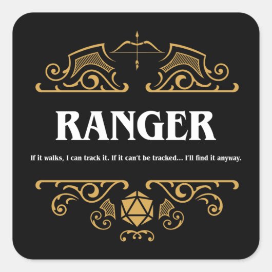 Ranger Class Tabletop RPG Gaming Vierkante Sticker (Voorkant)